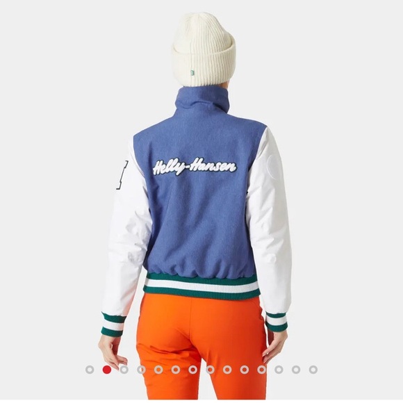 NWT Helly Hansen Apres Ski Varsity Jacket Deep Fjord Denim size medium - Picture 6 of 16
